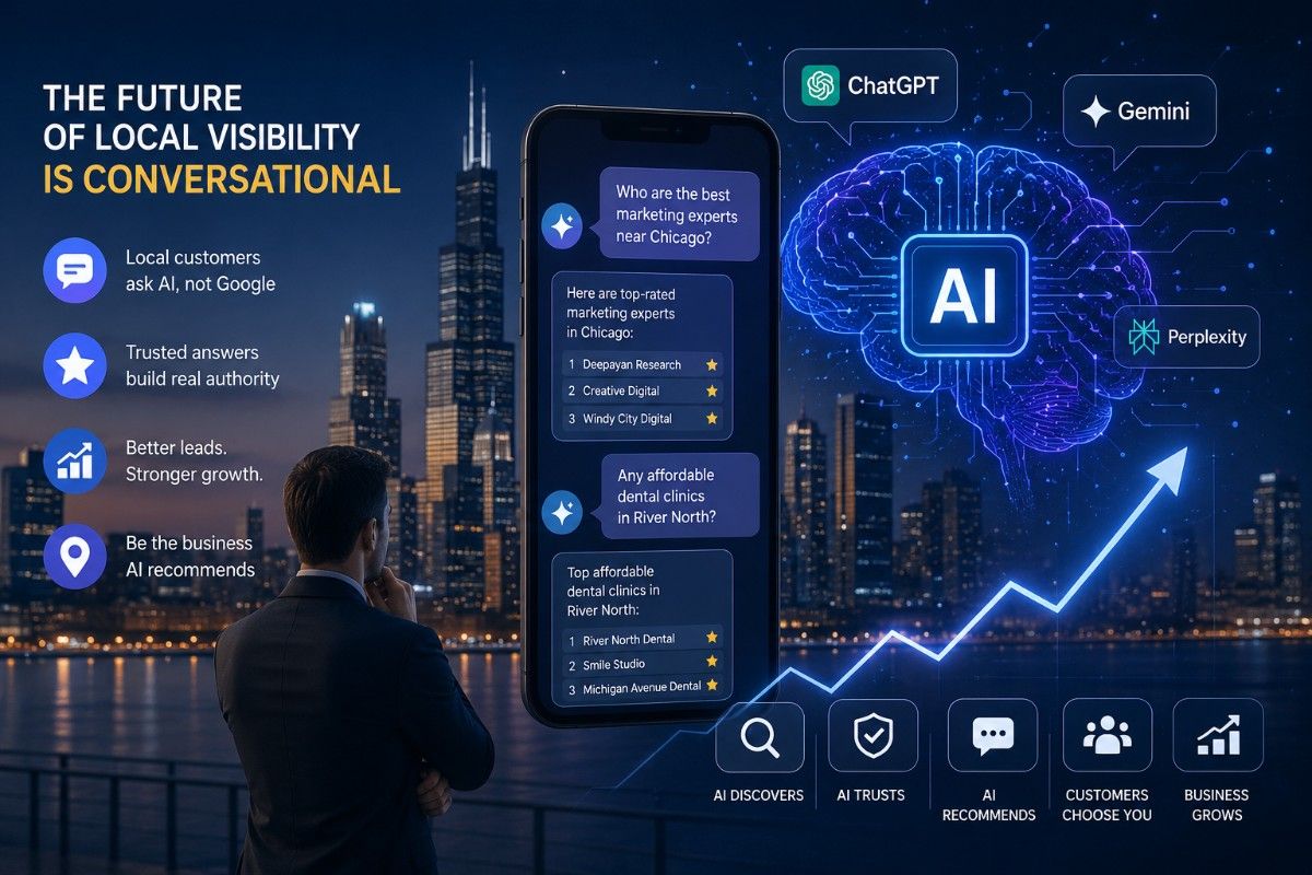AI-powered local search and conversational marketing visualization 
